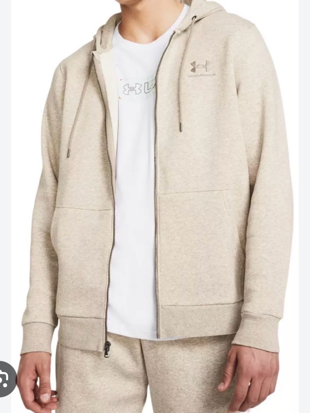 Under Armour Men's Full-Zip Hoodie - Light Oatmeal